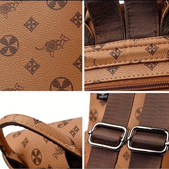 Blue - Vegan Leather Backpack - Picture 3 of 5